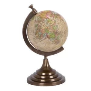 LITTON LANE 15 in. x 8 in. Nautical Decorative Globe with Brass-Finished Stand