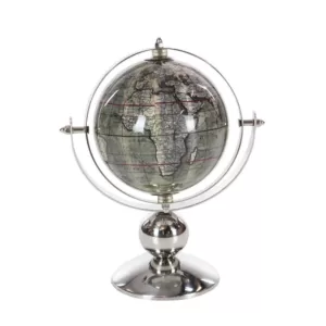 LITTON LANE 10 in. x 8 in. Modern Decorative Globe in Brown and Silver