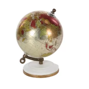 LITTON LANE 7 in. x 5 in. Modern Decorative Globe in Red and Silver