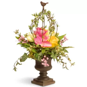 National Tree Company 25 in. Spring Floral Birdcage
