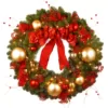 National Tree Company Decorative Collection Cozy Christmas 36 in. Artificial Wreath with Red and Clear Lights