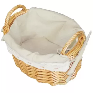 Vintiquewise 8.7 in. W x 9.5 in. D x 4.9 in. H Wicker Small Basket with Lace Trim