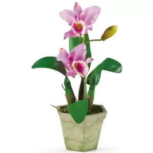 Nearly Natural Potted Orchid Mix in Lavender/Gold/Yellow (Set of 3)