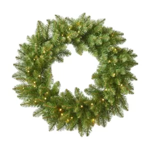 Noble House 24 in. Battery Operated Pre-Lit LED Artificial Christmas Wreath