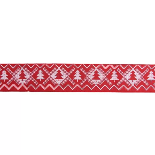 Northlight 2.5 in. x 16 yds. Red and White Nordic Tree Wired Craft Ribbon