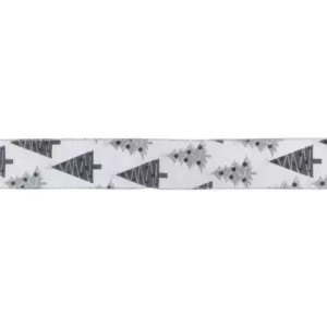 Northlight 2.5 in. x 16 yds. White Silver and Black Tree Wired Craft Ribbon