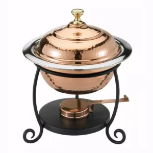 Old Dutch 1.75 qt. Round Decor Copper over Stainless Steel Chafing Dish