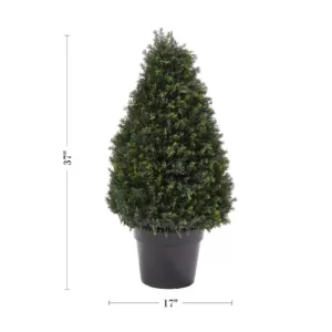 Pure Garden 37 in. Artificial Cypress Tower Style Topiary