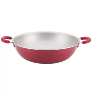 Rachael Ray Create Delicious Aluminum Nonstick Wok, 14.25-Inch, Red Shimmer