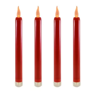 LUMABASE Red LED Taper Candles (Set of 4)