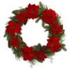 Nearly Natural 36 in. Poinsettia and Pine Wreath