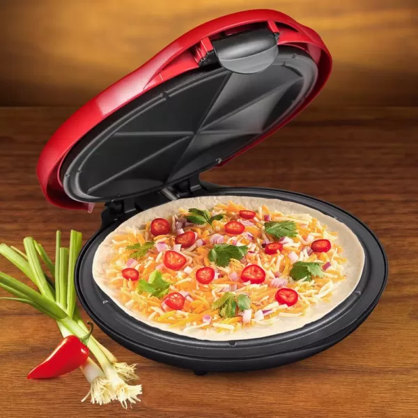 Nostalgia 900 W Red Quesadilla Maker with Extra Stuffing Latch