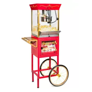 Nostalgia 8 oz. Red Popcorn Machine with Concession Cart