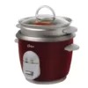 Oster 6-Cup Red Rice Cooker with Steaming Tray, Measuring Cup and Rice Paddle