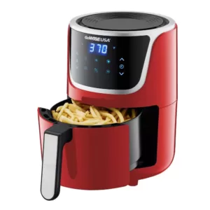 GoWISE USA 1. 7- qt. , 2.0 qt. Max Red/Silver Electric Mini Air Fryer with Digital Touchscreen + Recipe Book