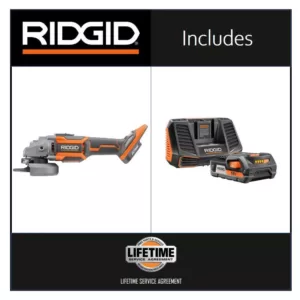 RIDGID 18-Volt OCTANE 4-1/2 in. Angle Grinder with 18-Volt Lithium-Ion 2.0 Ah Battery and Charger Kit