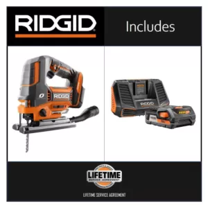 RIDGID 18-Volt OCTANE Jig Saw with 18-Volt Lithium-Ion 2.0 Ah Battery and Charger Kit