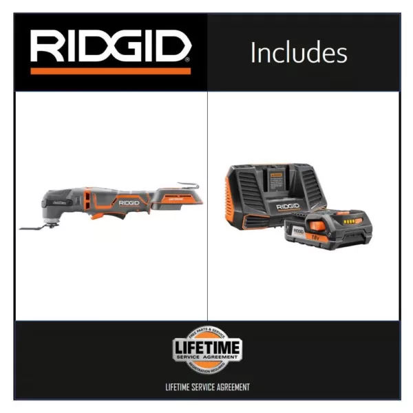 RIDGID 18-Volt OCTANE Job Max Multi-Tool with 18-Volt Lithium-Ion 2.0 Ah Battery and Charger Kit