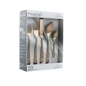MegaChef Gibbous 20-Piece Rose Gold Matte Stainless Steel Flatware Set (Service for 4)