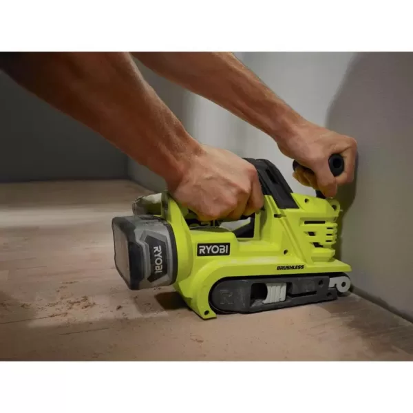 RYOBI 18-Volt ONE+ Lithium-Ion Brushless Cordless 3 in. x 18 in. Belt Sander and 3-1/4 in. Planer (Tools Only)