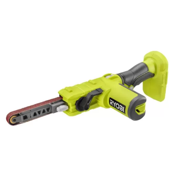 RYOBI ONE+ 18V Cordless 1/2 in. x 18 in. Belt Sander (Tool Only) with 1/2 in x 18 in. Sanding Belts (3-Pack)