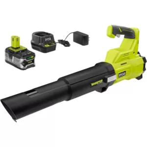 RYOBI 110 MPH 410 CFM 18-Volt ONE+ Brushless Lithium-Ion Cordless Variable-Speed Jet Fan 4Ah Battery Blower & Charger Included