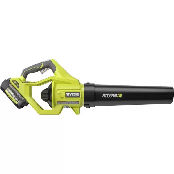 RYOBI 110 MPH 500 CFM 40-Volt Lithium-Ion Cordless Variable-Speed Jet Fan Leaf Blower with 4.0 Ah Battery and Charger Included