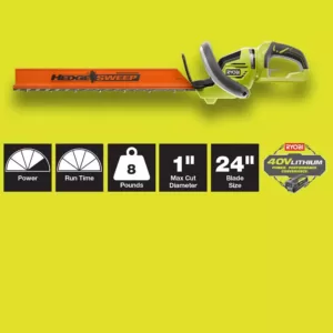 RYOBI 110 MPH 525 CFM 40-Volt Li-Ion Cordless Jet Fan Leaf Blower and 24 in Hedge Trimmer 4.0 Ah Battery and Charger Included