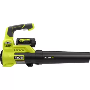 RYOBI 110 MPH 525 CFM 40-Volt Li-Ion Cordless Jet Fan Leaf Blower and 24 in Hedge Trimmer 4.0 Ah Battery and Charger Included