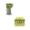 RYOBI 18-Volt ONE+ Cordless Fixed Base Trim Router (Tool Only) with Straight Router Bit Set (5-Piece)