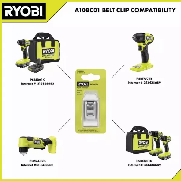 RYOBI Premium Belt Clip Attachment for HP Drills and Impact Drivers