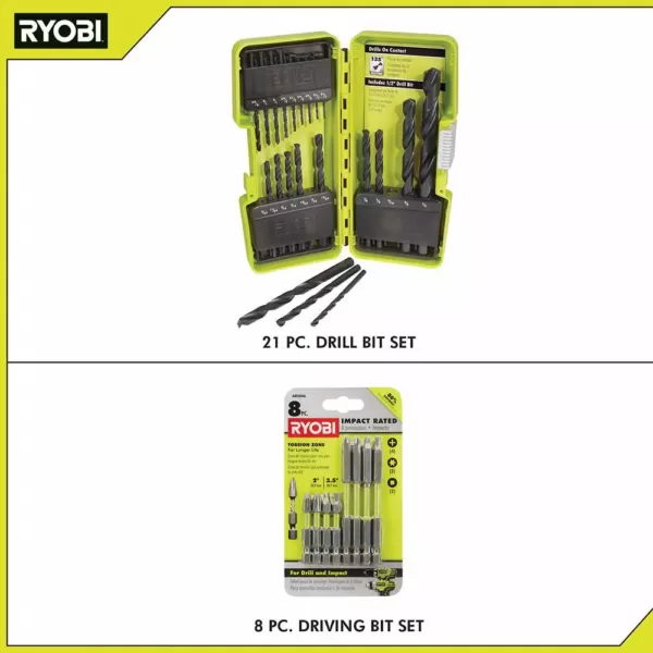 RYOBI Black oxide drill bit set (21-pc) with (8-pc) impact rated driving set