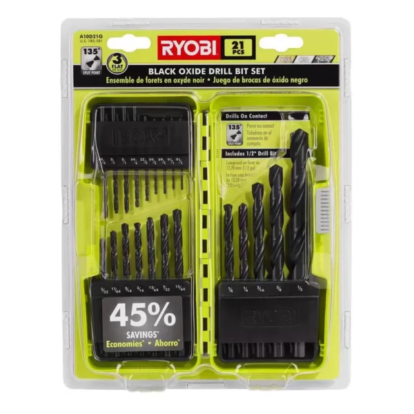 RYOBI Black Oxide Drill Bit Set (21-Piece)
