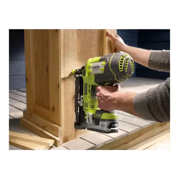 RYOBI 18-Volt ONE+ Lithium-Ion Cordless AirStrike 16-Gauge Cordless Straight Finish Nailer (Tool Only) with Sample Nails