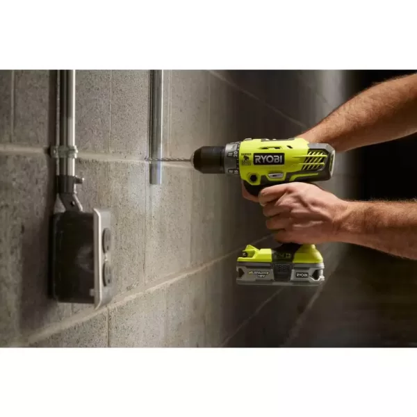RYOBI 18-Volt ONE+ Cordless 1/2 in. Hammer Drill/Driver with Handle with 2.0 Ah Battery and Charger Kit