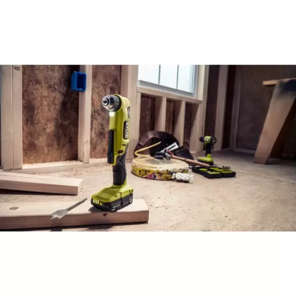 RYOBI ONE+ HP 18V Brushless Cordless Compact 1/4 in. Impact Driver and 3/8 in. Right Angle Drill with (2) Batteries, Charger