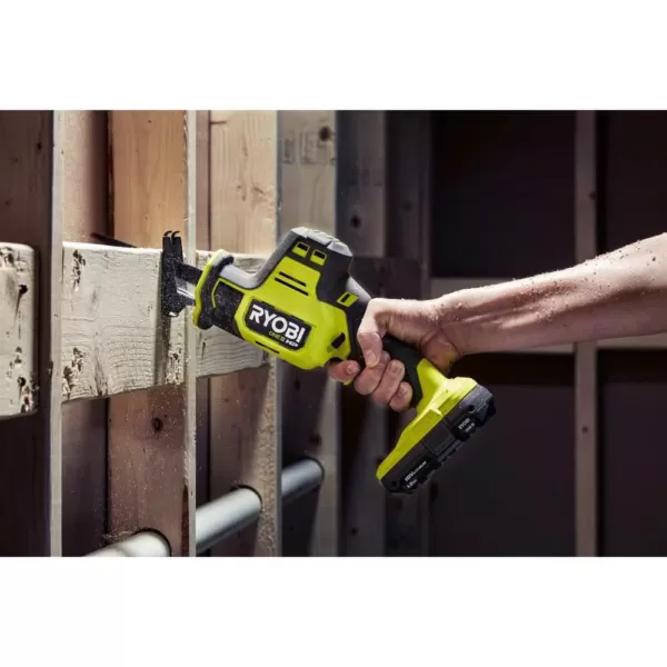 RYOBI ONE+ HP 18V Brushless Cordless Compact 1/4 in. Impact Driver and One-Handed Recip Saw Kit with (2) Batteries, Charger