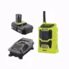 RYOBI 18-Volt ONE+ Cordless Compact Radio with Lithium-Ion 2.0 Ah Battery and Dual Chemistry IntelliPort Charger Kit