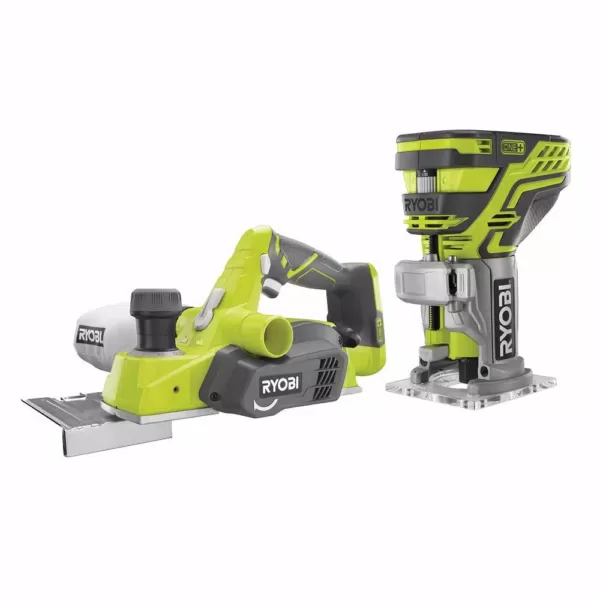 RYOBI 18-Volt ONE+ Lithium-Ion Cordless 3-1/4 in. Planer and Fixed Base Trim Router w/Tool Free Depth Adjustment (Tools Only)