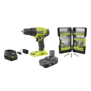 RYOBI 18-Volt Cordless ONE+ 1/2 in. Drill/Driver Kit w/(1) 1.5 Ah Battery and Charger and Impact Rated Driving Kit (40-Piece)