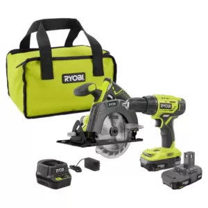 RYOBI 18-Volt ONE+ Lithium-Ion Cordless 2-Tool Combo Kit w/ Drill/Driver, Circular Saw, (2) 1.5 Ah Batteries, Charger, and Bag