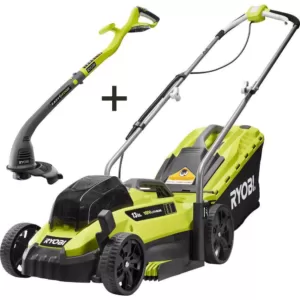 RYOBI 13 in. ONE+ 18-Volt Lithium-Ion Battery Walk Behind Push Lawn Mower & String Trimmer - 4.0 Ah Battery/Charger Included