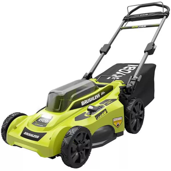 RYOBI 20 in. 40-Volt Brushless Lithium-Ion Cordless Battery Walk Behind Push Lawn Mower two 6.0 AhBatteries & Charger Included