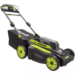 RYOBI 20 in. 40-Volt Brushless Lithium-Ion Cordless Self-Propelled Walk Behind Lawn Mower & Blower w/ 6.0 Ah Battery & Charger