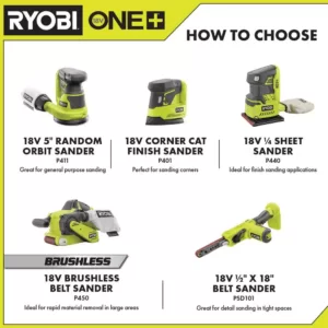 RYOBI 18-Volt ONE+ Cordless 1/4 Sheet Sander (Tool-Only) with Dust Bag