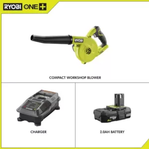 RYOBI 18-Volt ONE+ Cordless Compact Workshop Blower with 2.0 Ah Battery and Charger Kit