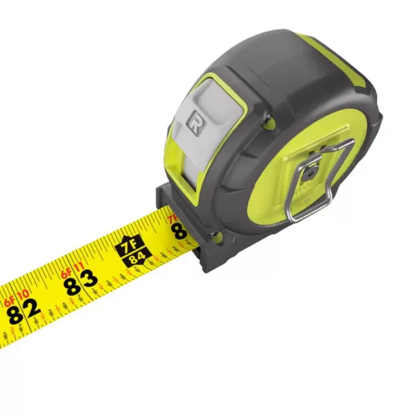 RYOBI 25 ft. Tape Measure with Overmold and Wireform Belt Clip