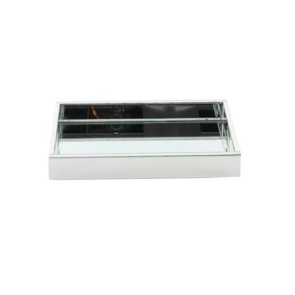 LITTON LANE 18 in. x 3 in. Modern Silver-Finished Decorative Mirror Tray