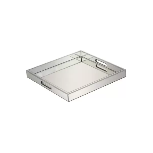 LITTON LANE 20 in. x 2 in. Modern Silver-Finished Decorative Mirror Tray