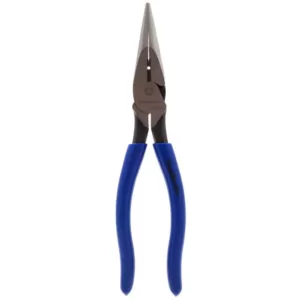 Southwire 8 in. Heavy-Duty Long-Nose Pliers with Side Cutter, Stripper and Dipped Handles